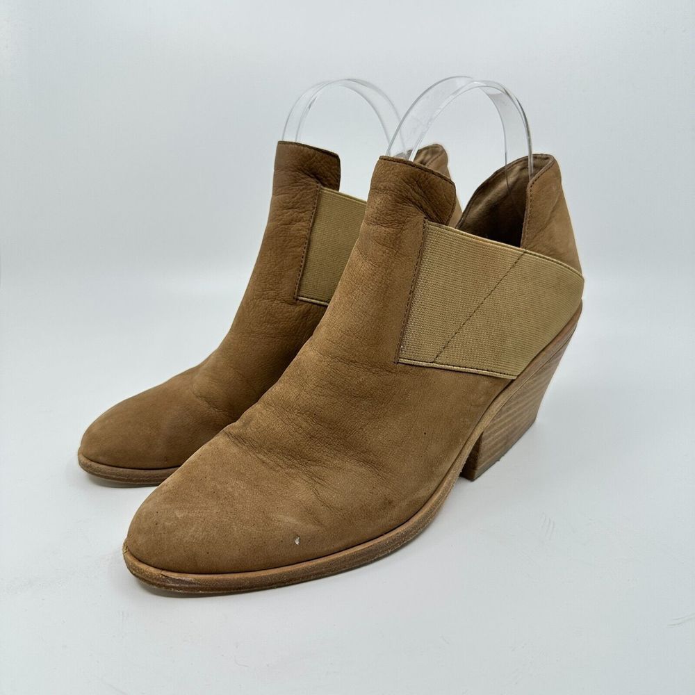 Eileen Fisher Vero‎ Cuoio Ankle Boots Womens Size 7.5 Brown Block Suede Leather